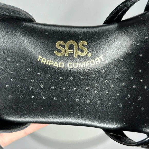 NW/OT SAS Tripad Comfort Strippy Black Patent Sandal Size 9.5 Slim - Picture 6 of 16